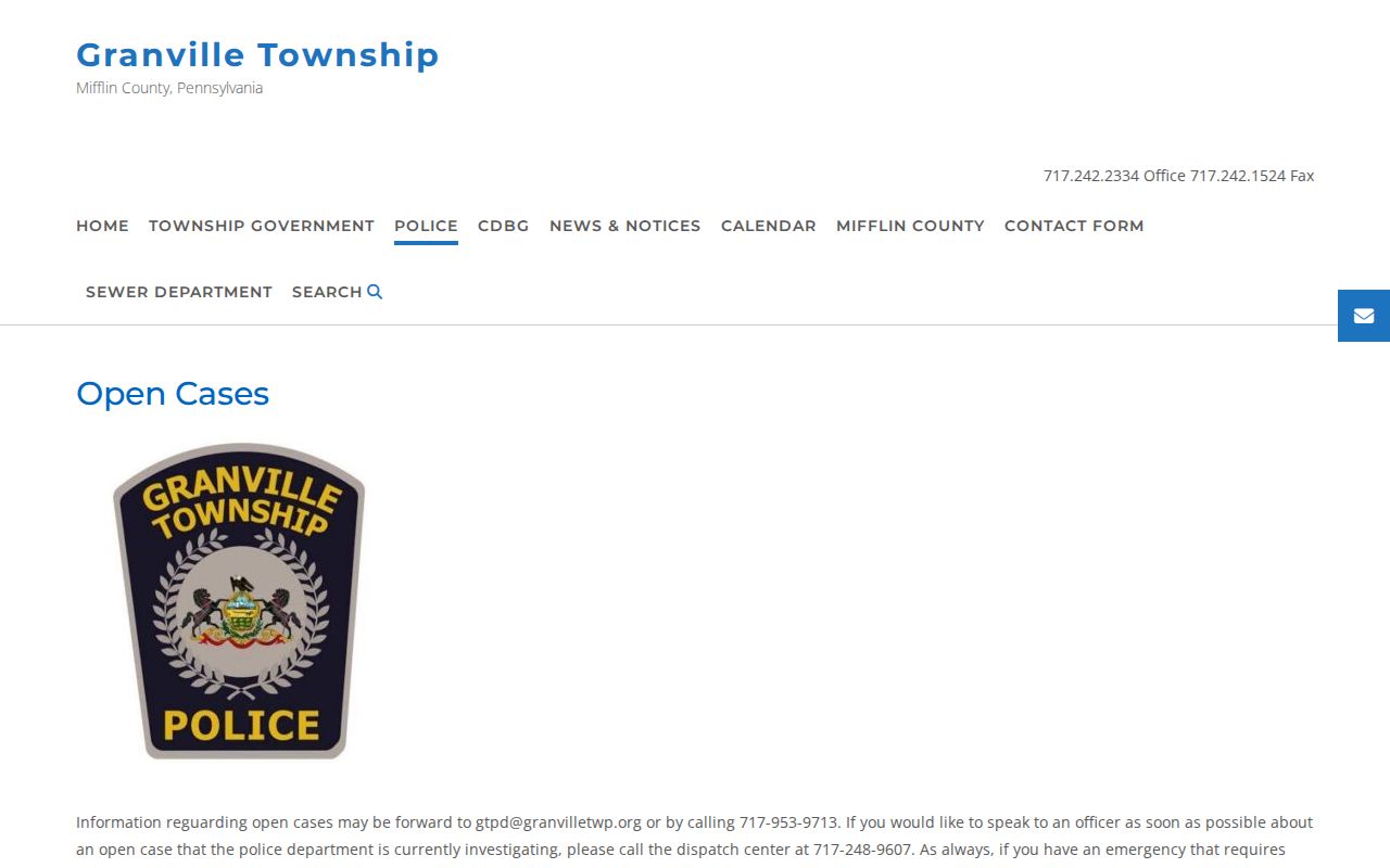 Granville Township official open cases source, not a current booking roster